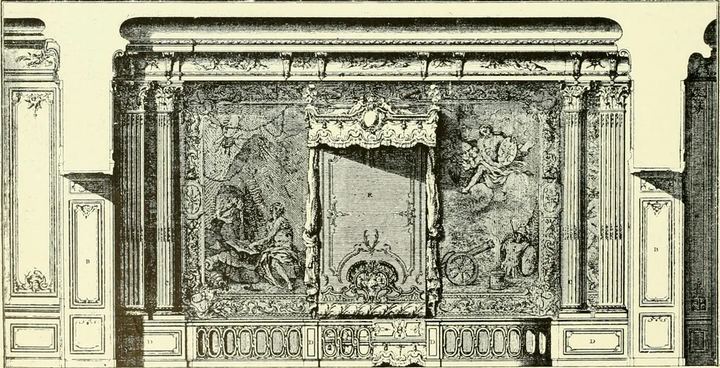 An illustration from An historical guide to French interiors, furniture, decoration, woodwork & allied arts during the last half of the seventeenth century, the whole of the eighteenth century, and the earlier part of the nineteenth, 1903, leaf 303