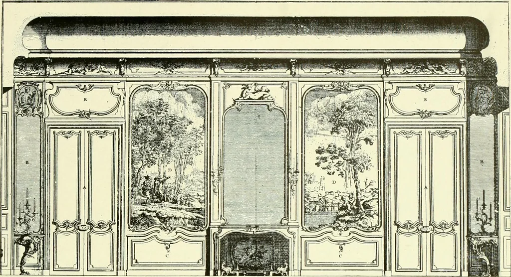 An illustration from An historical guide to French interiors, furniture, decoration, woodwork & allied arts during the last half of the seventeenth century, the whole of the eighteenth century, and the earlier part of the nineteenth, 1903, leaf 304