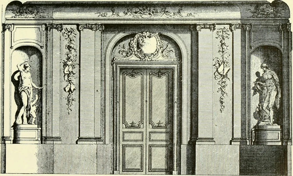 An illustration from An historical guide to French interiors, furniture, decoration, woodwork & allied arts during the last half of the seventeenth century, the whole of the eighteenth century, and the earlier part of the nineteenth, 1903, leaf 304