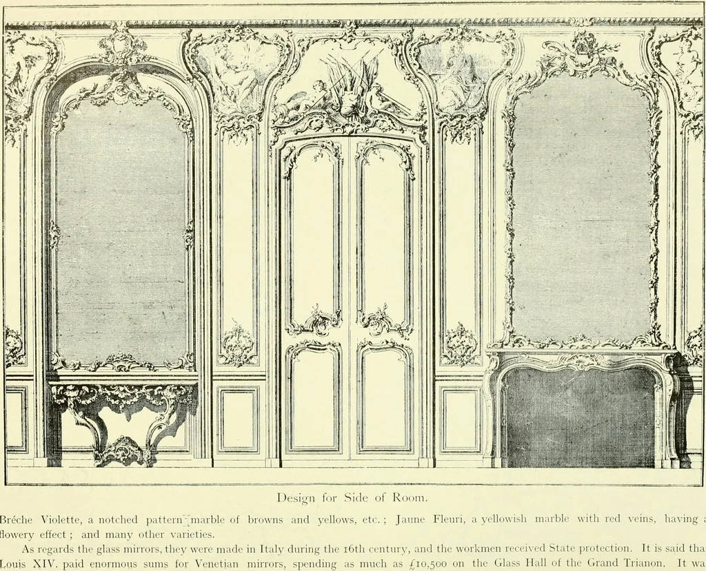 An illustration from An historical guide to French interiors, furniture, decoration, woodwork & allied arts during the last half of the seventeenth century, the whole of the eighteenth century, and the earlier part of the nineteenth, 1903, leaf 307