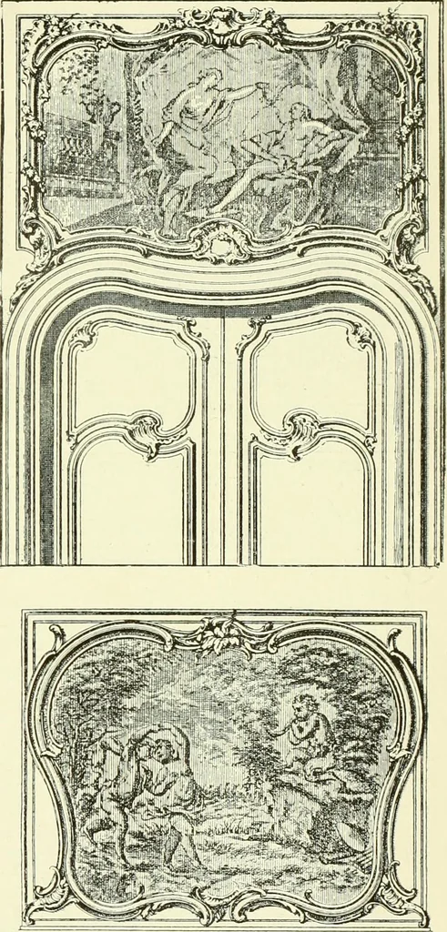 An illustration from An historical guide to French interiors, furniture, decoration, woodwork & allied arts during the last half of the seventeenth century, the whole of the eighteenth century, and the earlier part of the nineteenth, 1903, leaf 308