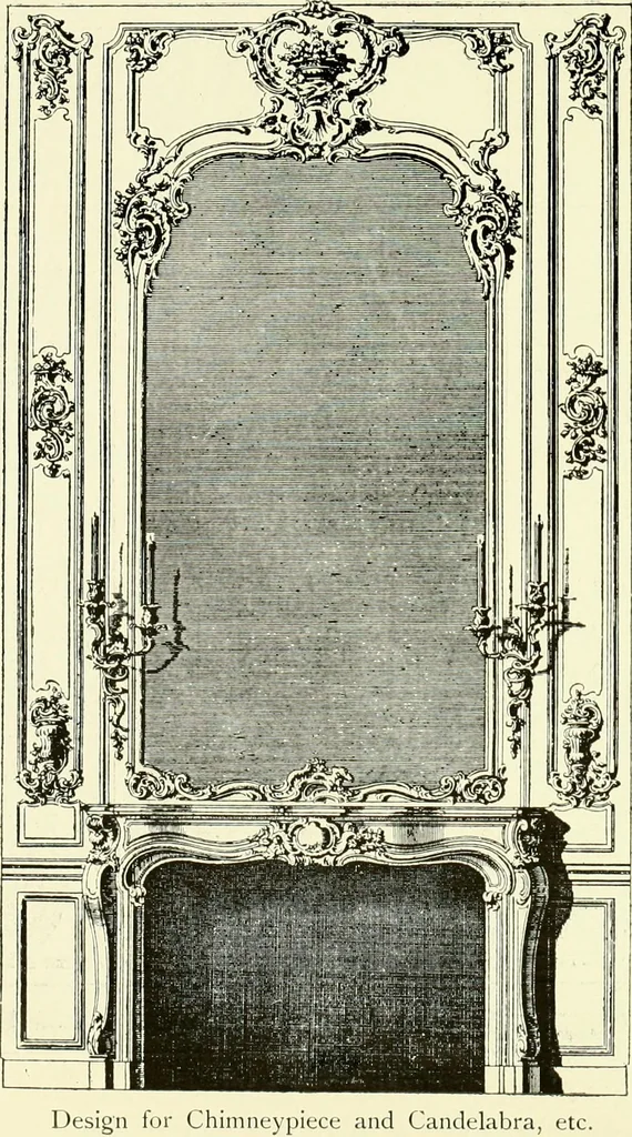An illustration from An historical guide to French interiors, furniture, decoration, woodwork & allied arts during the last half of the seventeenth century, the whole of the eighteenth century, and the earlier part of the nineteenth, 1903, leaf 312