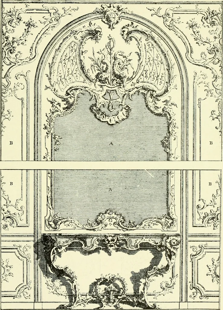 An illustration from An historical guide to French interiors, furniture, decoration, woodwork & allied arts during the last half of the seventeenth century, the whole of the eighteenth century, and the earlier part of the nineteenth, 1903, leaf 314
