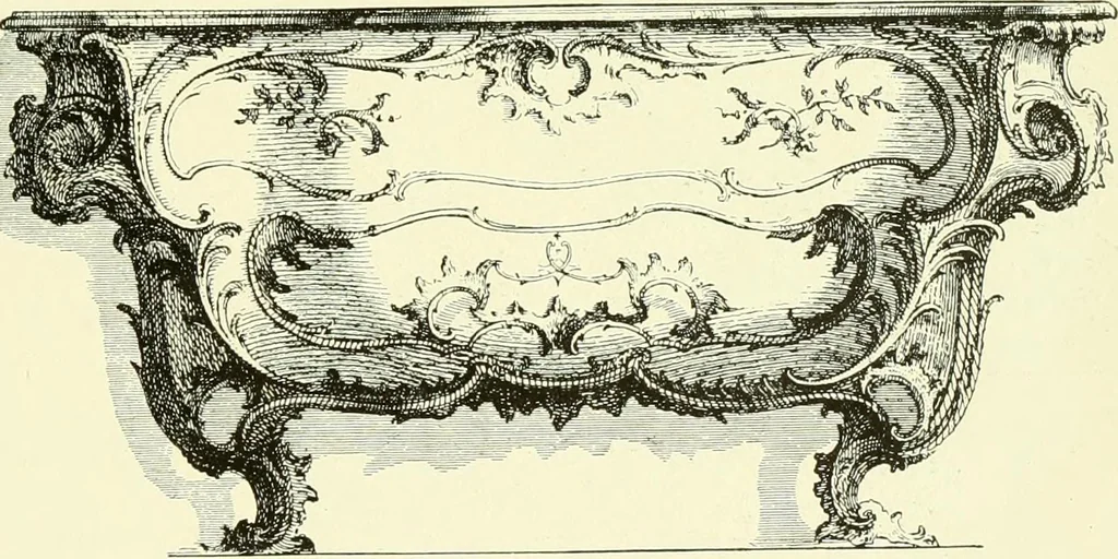 An illustration from An historical guide to French interiors, furniture, decoration, woodwork & allied arts during the last half of the seventeenth century, the whole of the eighteenth century, and the earlier part of the nineteenth, 1903, leaf 318