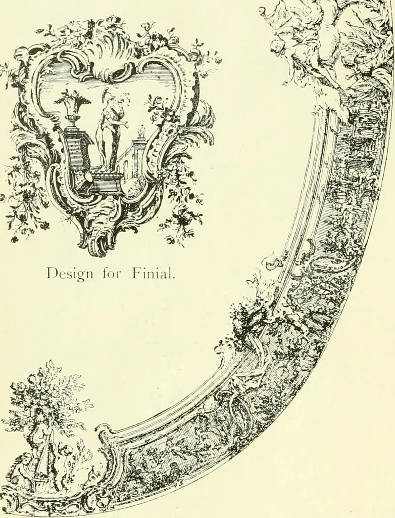An illustration from An historical guide to French interiors, furniture, decoration, woodwork & allied arts during the last half of the seventeenth century, the whole of the eighteenth century, and the earlier part of the nineteenth, 1903, leaf 319