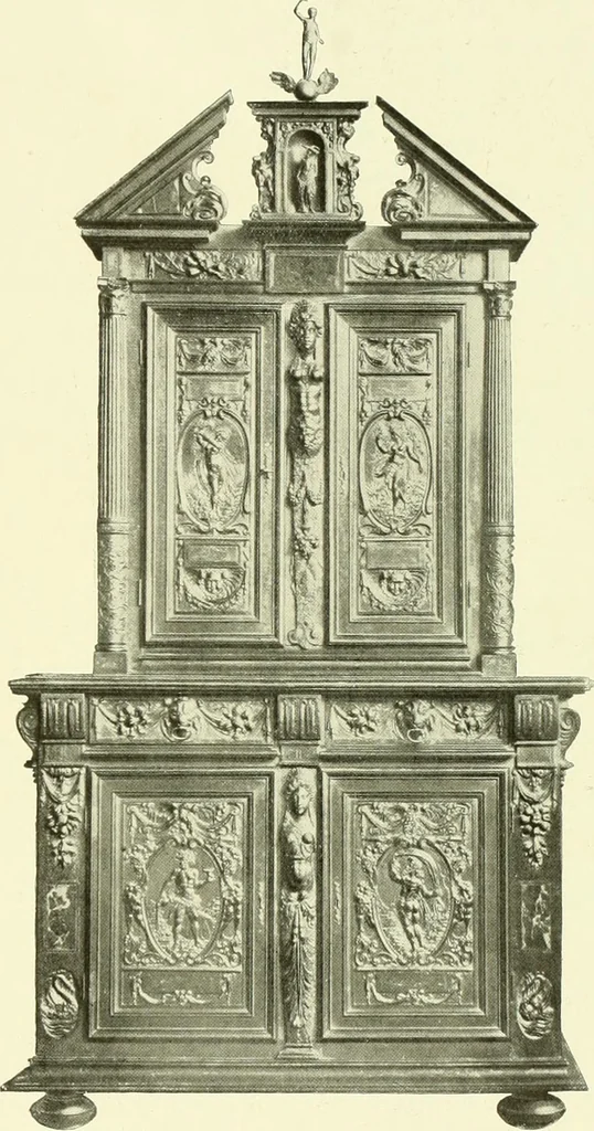 An illustration from An historical guide to French interiors, furniture, decoration, woodwork & allied arts during the last half of the seventeenth century, the whole of the eighteenth century, and the earlier part of the nineteenth, 1903, leaf 32