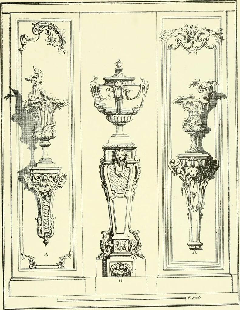 An illustration from An historical guide to French interiors, furniture, decoration, woodwork & allied arts during the last half of the seventeenth century, the whole of the eighteenth century, and the earlier part of the nineteenth, 1903, leaf 320