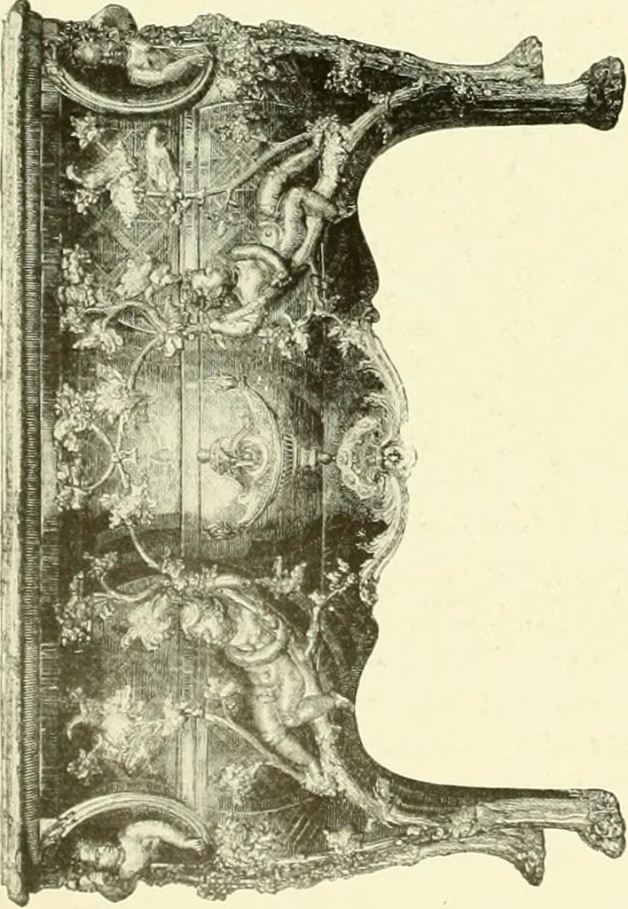 An illustration from An historical guide to French interiors, furniture, decoration, woodwork & allied arts during the last half of the seventeenth century, the whole of the eighteenth century, and the earlier part of the nineteenth, 1903, leaf 329