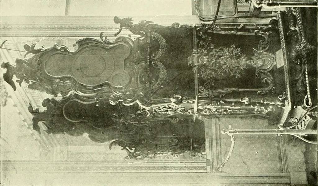 An illustration from An historical guide to French interiors, furniture, decoration, woodwork & allied arts during the last half of the seventeenth century, the whole of the eighteenth century, and the earlier part of the nineteenth, 1903, leaf 331