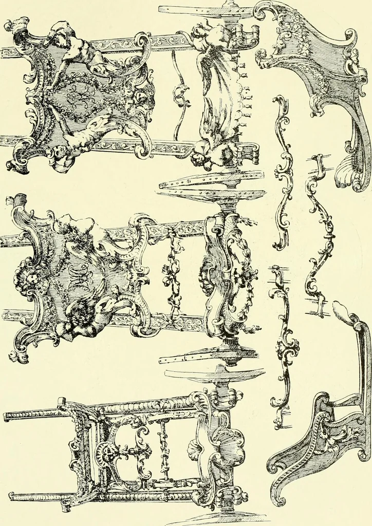 An illustration from An historical guide to French interiors, furniture, decoration, woodwork & allied arts during the last half of the seventeenth century, the whole of the eighteenth century, and the earlier part of the nineteenth, 1903, leaf 336