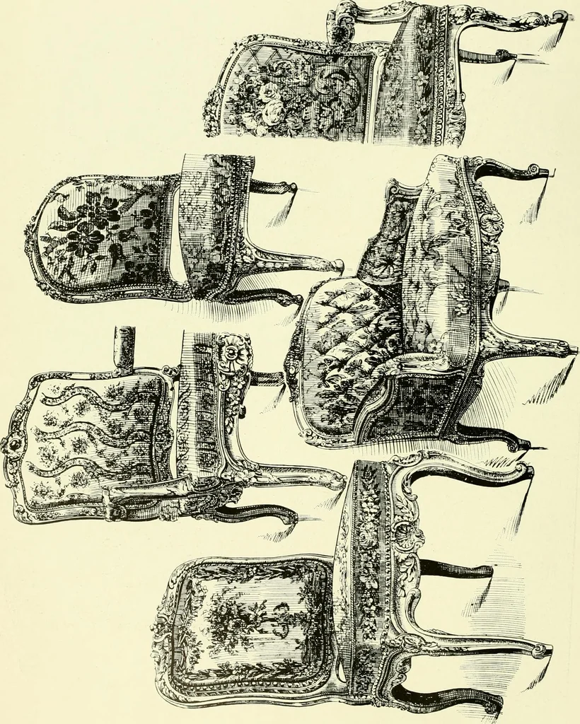 An illustration from An historical guide to French interiors, furniture, decoration, woodwork & allied arts during the last half of the seventeenth century, the whole of the eighteenth century, and the earlier part of the nineteenth, 1903, leaf 339