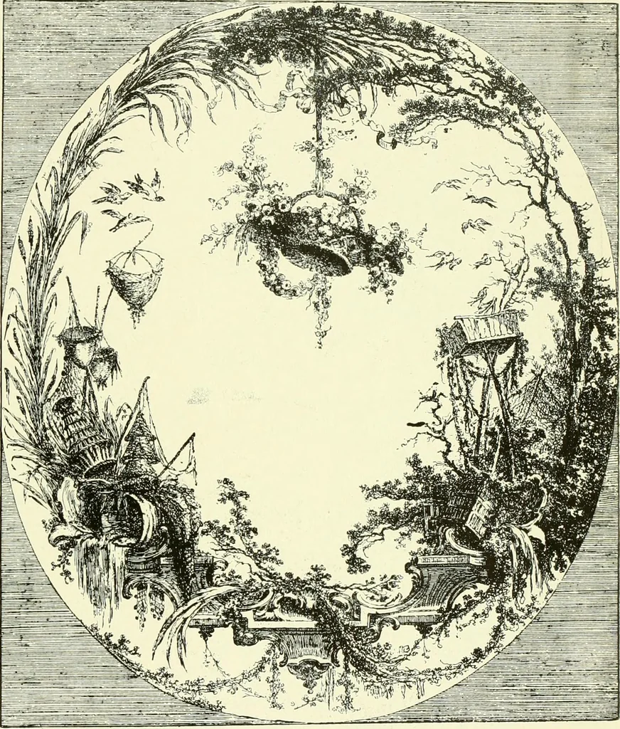 An illustration from An historical guide to French interiors, furniture, decoration, woodwork & allied arts during the last half of the seventeenth century, the whole of the eighteenth century, and the earlier part of the nineteenth, 1903, leaf 344