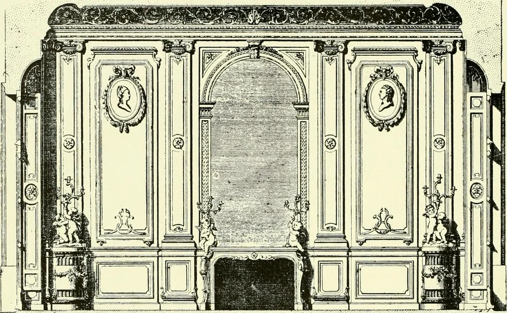An illustration from An historical guide to French interiors, furniture, decoration, woodwork & allied arts during the last half of the seventeenth century, the whole of the eighteenth century, and the earlier part of the nineteenth, 1903, leaf 347