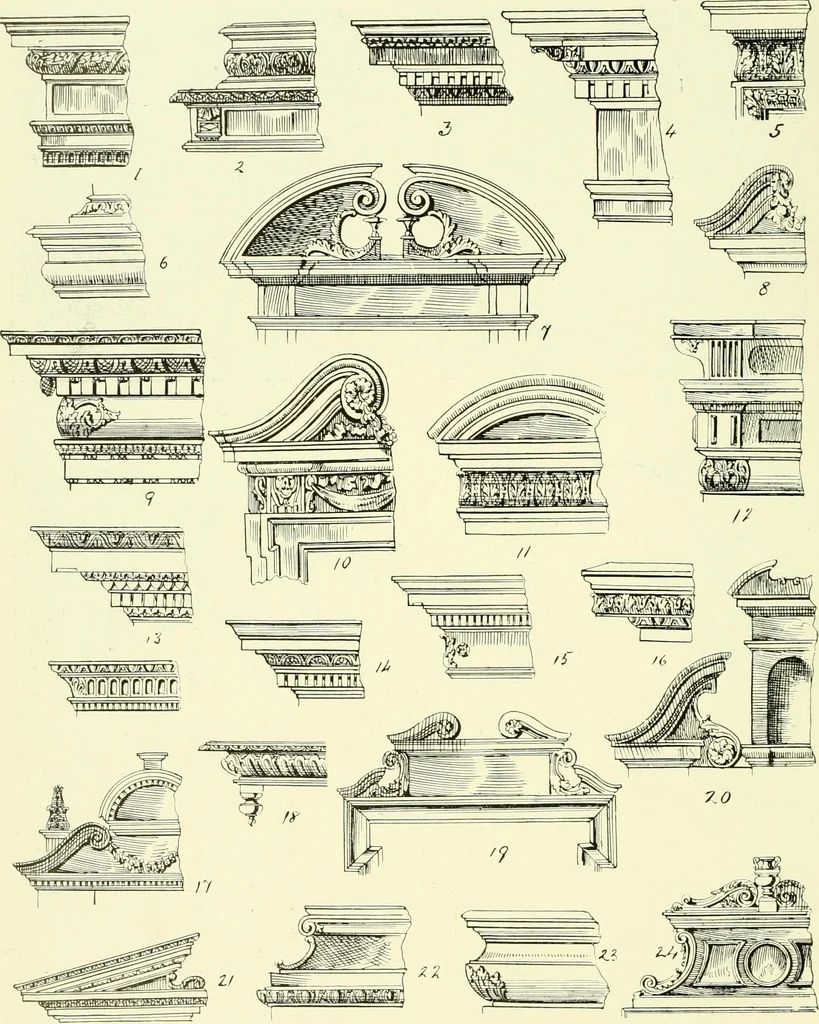 An illustration from An historical guide to French interiors, furniture, decoration, woodwork & allied arts during the last half of the seventeenth century, the whole of the eighteenth century, and the earlier part of the nineteenth, 1903, leaf 35