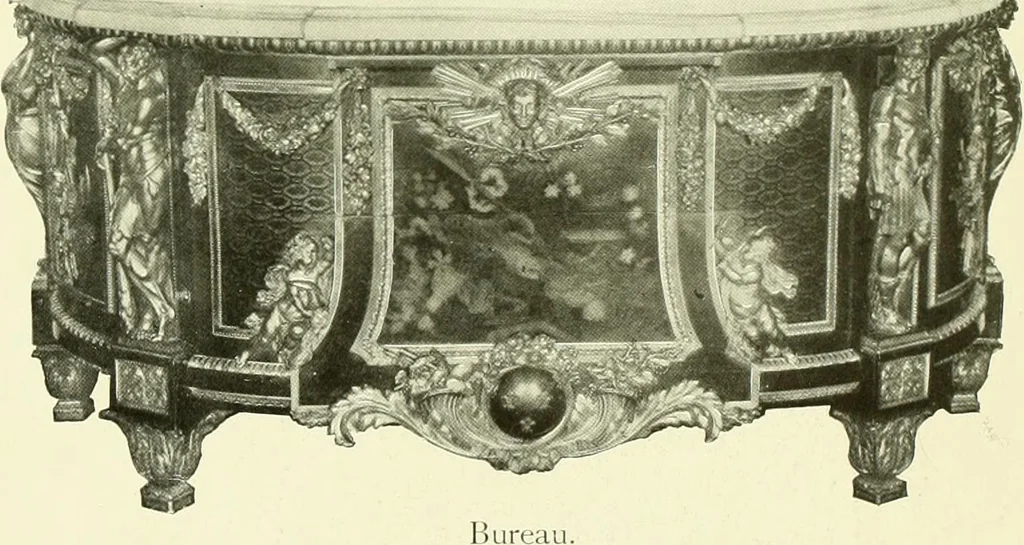 An illustration from An historical guide to French interiors, furniture, decoration, woodwork & allied arts during the last half of the seventeenth century, the whole of the eighteenth century, and the earlier part of the nineteenth, 1903, leaf 352