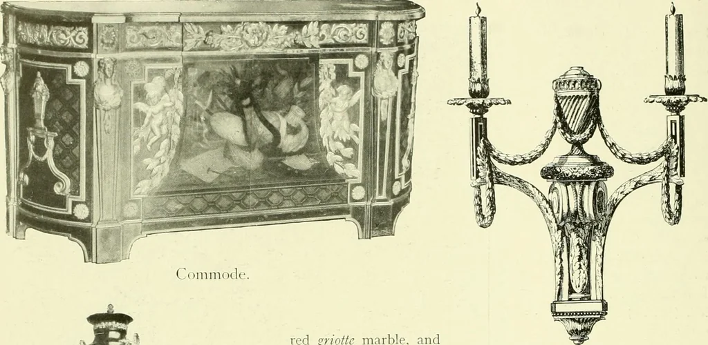 An illustration from An historical guide to French interiors, furniture, decoration, woodwork & allied arts during the last half of the seventeenth century, the whole of the eighteenth century, and the earlier part of the nineteenth, 1903, leaf 355