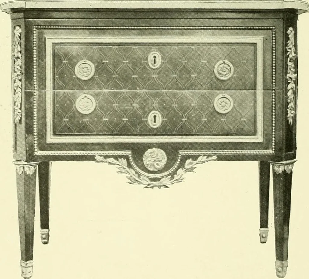 An illustration from An historical guide to French interiors, furniture, decoration, woodwork & allied arts during the last half of the seventeenth century, the whole of the eighteenth century, and the earlier part of the nineteenth, 1903, leaf 355