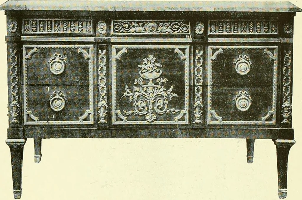 An illustration from An historical guide to French interiors, furniture, decoration, woodwork & allied arts during the last half of the seventeenth century, the whole of the eighteenth century, and the earlier part of the nineteenth, 1903, leaf 358