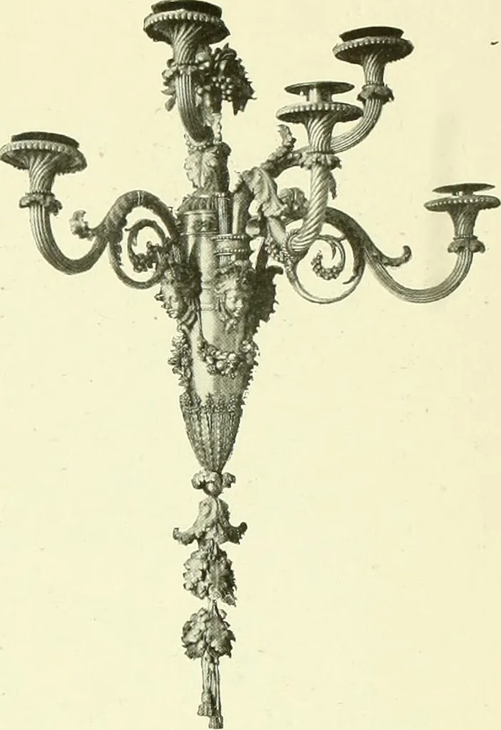An illustration from An historical guide to French interiors, furniture, decoration, woodwork & allied arts during the last half of the seventeenth century, the whole of the eighteenth century, and the earlier part of the nineteenth, 1903, leaf 374