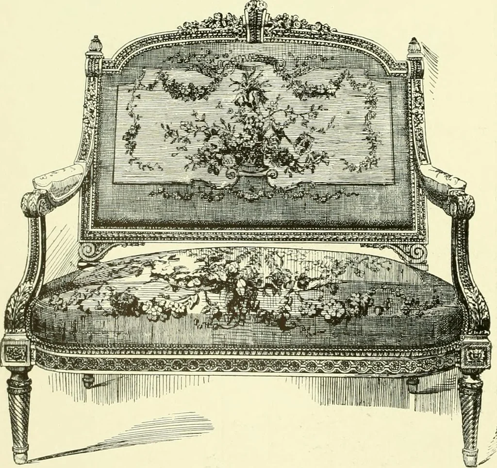An illustration from An historical guide to French interiors, furniture, decoration, woodwork & allied arts during the last half of the seventeenth century, the whole of the eighteenth century, and the earlier part of the nineteenth, 1903, leaf 375