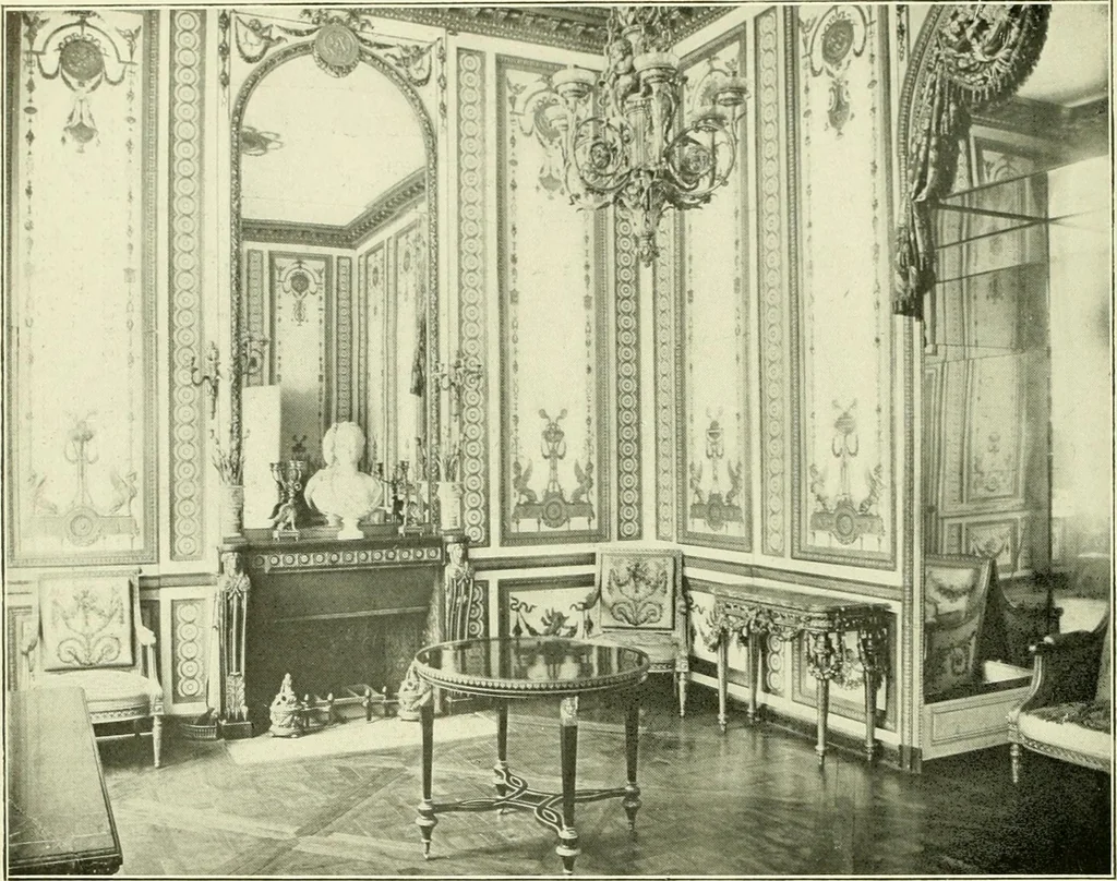 An illustration from An historical guide to French interiors, furniture, decoration, woodwork & allied arts during the last half of the seventeenth century, the whole of the eighteenth century, and the earlier part of the nineteenth, 1903, leaf 377