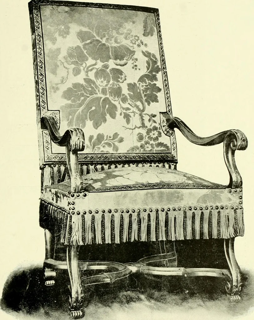 An illustration from An historical guide to French interiors, furniture, decoration, woodwork & allied arts during the last half of the seventeenth century, the whole of the eighteenth century, and the earlier part of the nineteenth, 1903, leaf 38