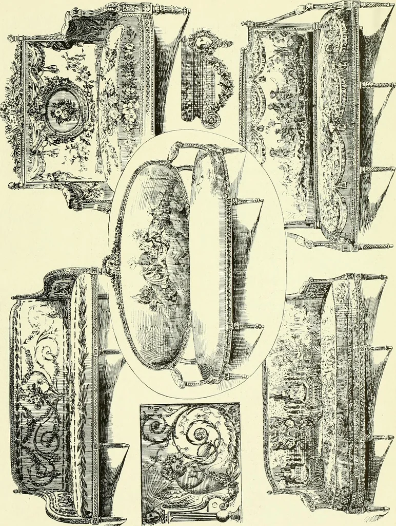 An illustration from An historical guide to French interiors, furniture, decoration, woodwork & allied arts during the last half of the seventeenth century, the whole of the eighteenth century, and the earlier part of the nineteenth, 1903, leaf 384