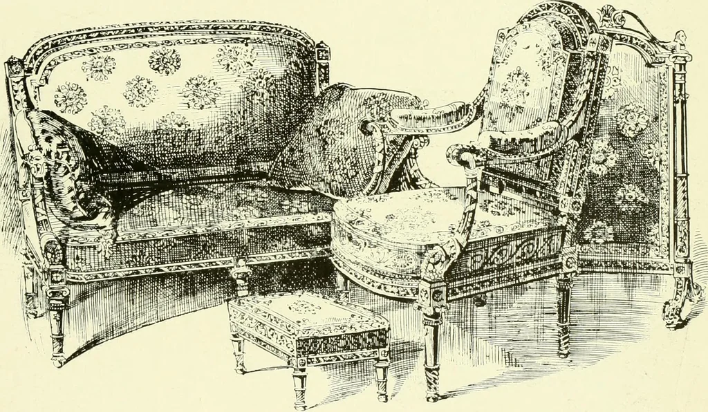 An illustration from An historical guide to French interiors, furniture, decoration, woodwork & allied arts during the last half of the seventeenth century, the whole of the eighteenth century, and the earlier part of the nineteenth, 1903, leaf 386