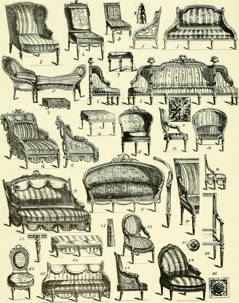 An illustration from An historical guide to French interiors, furniture, decoration, woodwork & allied arts during the last half of the seventeenth century, the whole of the eighteenth century, and the earlier part of the nineteenth, 1903, leaf 387