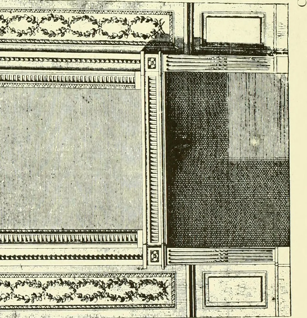 An illustration from An historical guide to French interiors, furniture, decoration, woodwork & allied arts during the last half of the seventeenth century, the whole of the eighteenth century, and the earlier part of the nineteenth, 1903, leaf 390