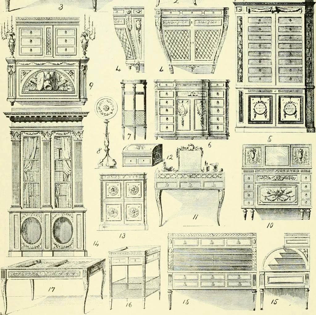 An illustration from An historical guide to French interiors, furniture, decoration, woodwork & allied arts during the last half of the seventeenth century, the whole of the eighteenth century, and the earlier part of the nineteenth, 1903, leaf 391