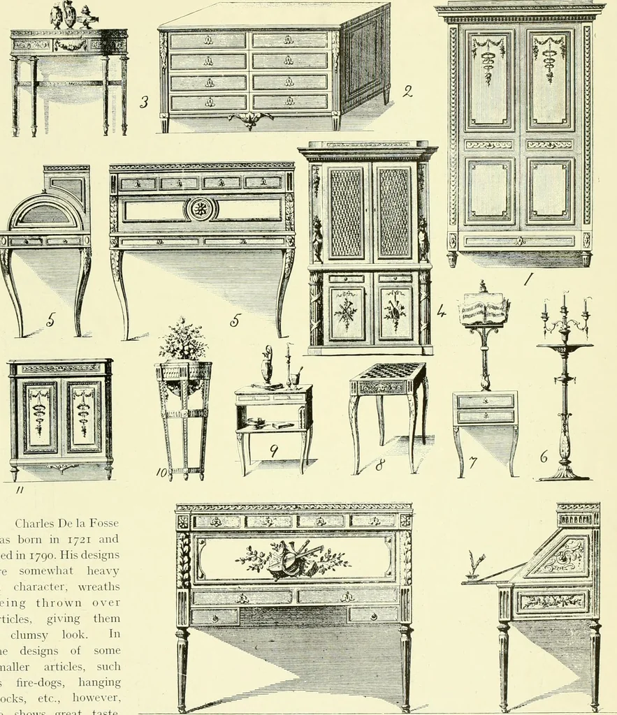 An illustration from An historical guide to French interiors, furniture, decoration, woodwork & allied arts during the last half of the seventeenth century, the whole of the eighteenth century, and the earlier part of the nineteenth, 1903, leaf 392