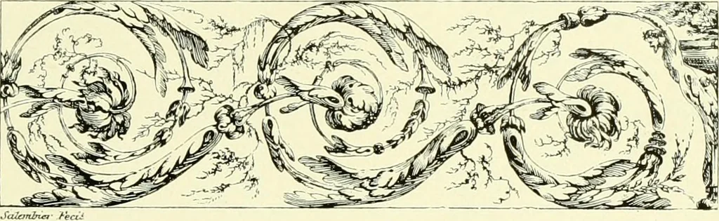 An illustration from An historical guide to French interiors, furniture, decoration, woodwork & allied arts during the last half of the seventeenth century, the whole of the eighteenth century, and the earlier part of the nineteenth, 1903, leaf 394