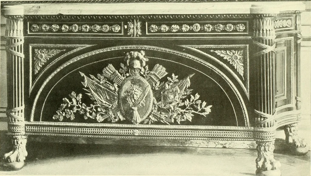 An illustration from An historical guide to French interiors, furniture, decoration, woodwork & allied arts during the last half of the seventeenth century, the whole of the eighteenth century, and the earlier part of the nineteenth, 1903, leaf 394