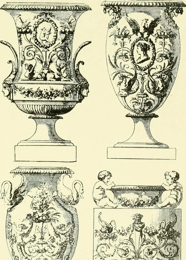 An illustration from An historical guide to French interiors, furniture, decoration, woodwork & allied arts during the last half of the seventeenth century, the whole of the eighteenth century, and the earlier part of the nineteenth, 1903, leaf 396