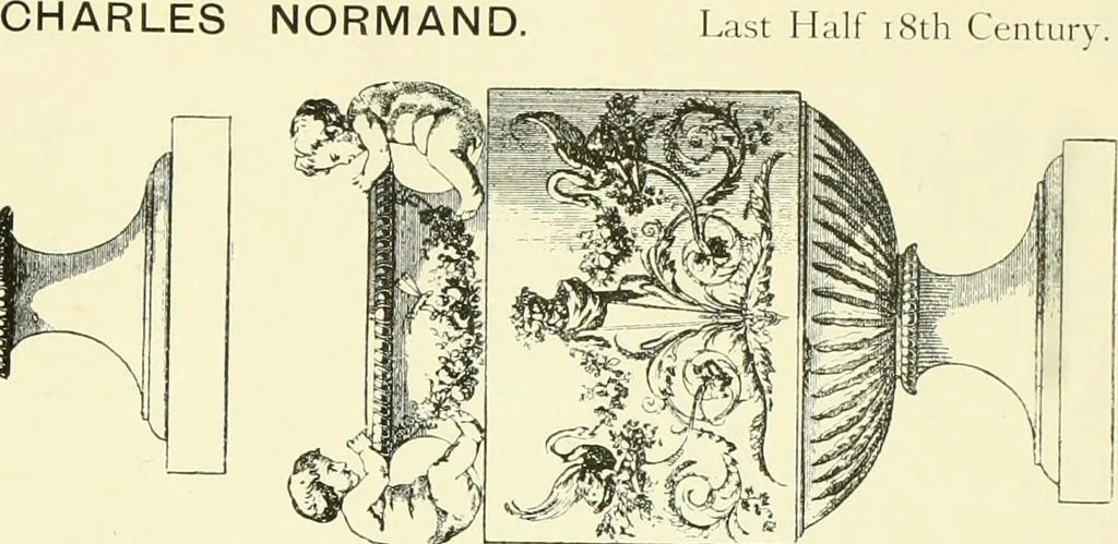 An illustration from An historical guide to French interiors, furniture, decoration, woodwork & allied arts during the last half of the seventeenth century, the whole of the eighteenth century, and the earlier part of the nineteenth, 1903, leaf 396