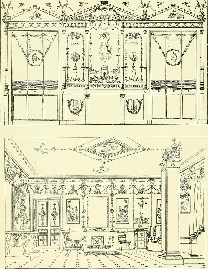 An illustration from An historical guide to French interiors, furniture, decoration, woodwork & allied arts during the last half of the seventeenth century, the whole of the eighteenth century, and the earlier part of the nineteenth, 1903, leaf 401