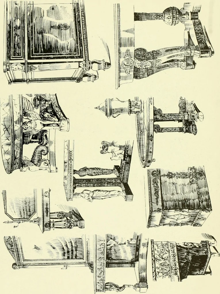 An illustration from An historical guide to French interiors, furniture, decoration, woodwork & allied arts during the last half of the seventeenth century, the whole of the eighteenth century, and the earlier part of the nineteenth, 1903, leaf 406