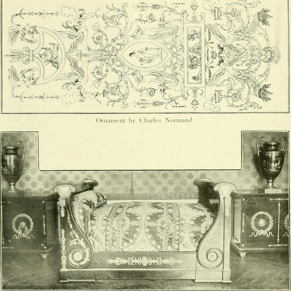 An illustration from An historical guide to French interiors, furniture, decoration, woodwork & allied arts during the last half of the seventeenth century, the whole of the eighteenth century, and the earlier part of the nineteenth, 1903, leaf 408
