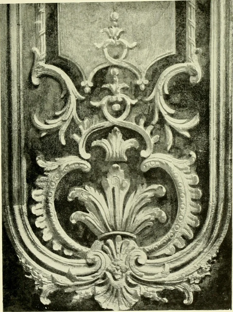 An illustration from An historical guide to French interiors, furniture, decoration, woodwork & allied arts during the last half of the seventeenth century, the whole of the eighteenth century, and the earlier part of the nineteenth, 1903, leaf 48