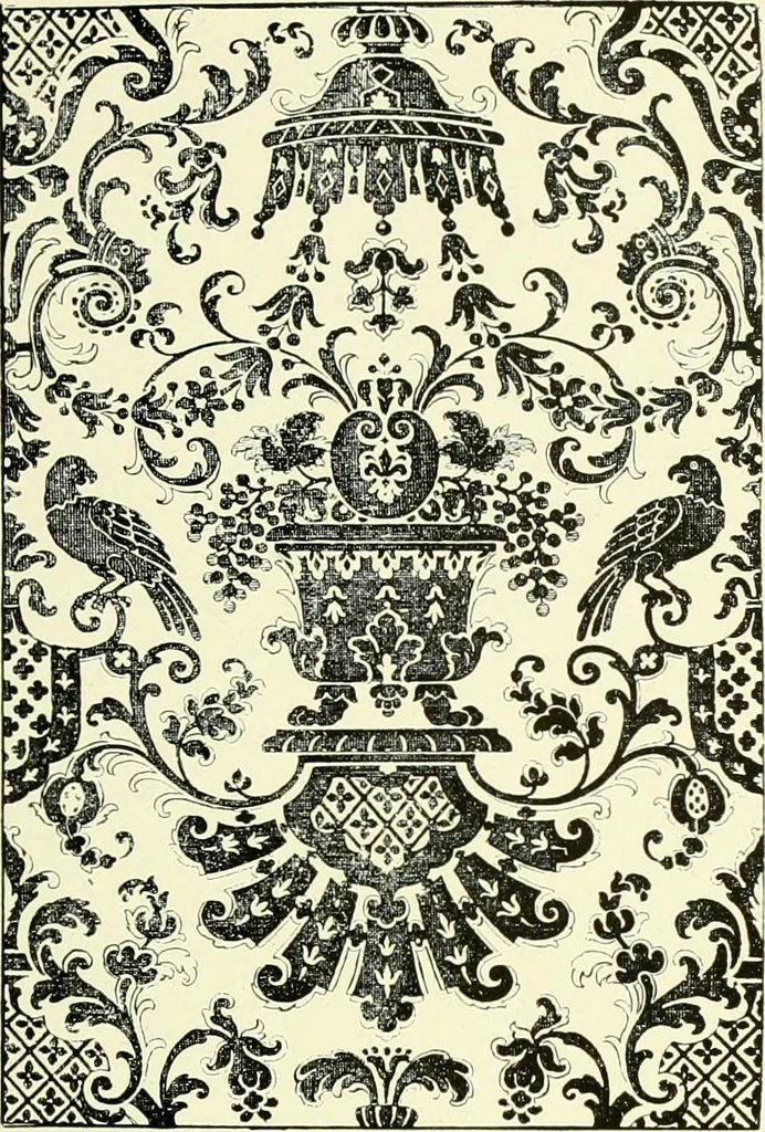 An illustration from An historical guide to French interiors, furniture, decoration, woodwork & allied arts during the last half of the seventeenth century, the whole of the eighteenth century, and the earlier part of the nineteenth, 1903, leaf 52