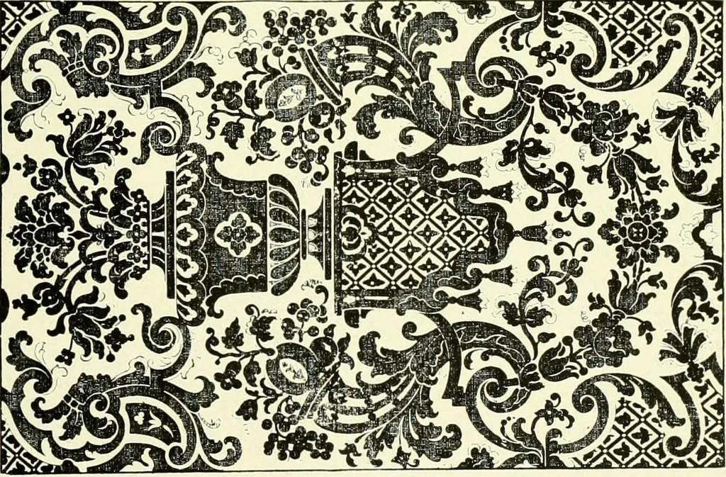 An illustration from An historical guide to French interiors, furniture, decoration, woodwork & allied arts during the last half of the seventeenth century, the whole of the eighteenth century, and the earlier part of the nineteenth, 1903, leaf 52