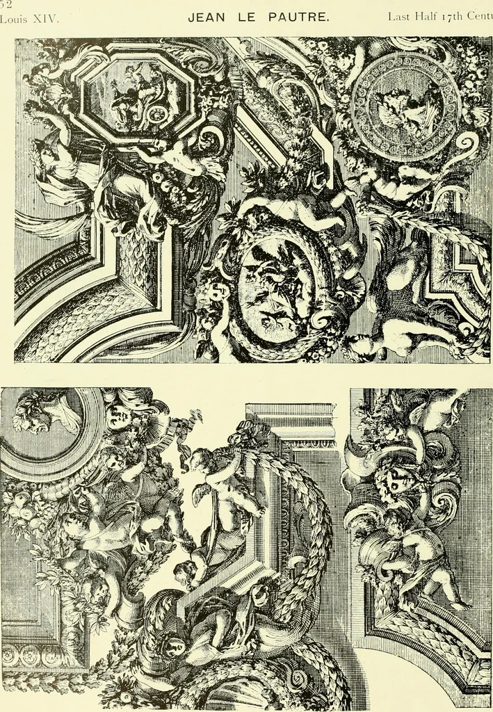 An illustration from An historical guide to French interiors, furniture, decoration, woodwork & allied arts during the last half of the seventeenth century, the whole of the eighteenth century, and the earlier part of the nineteenth, 1903, leaf 61
