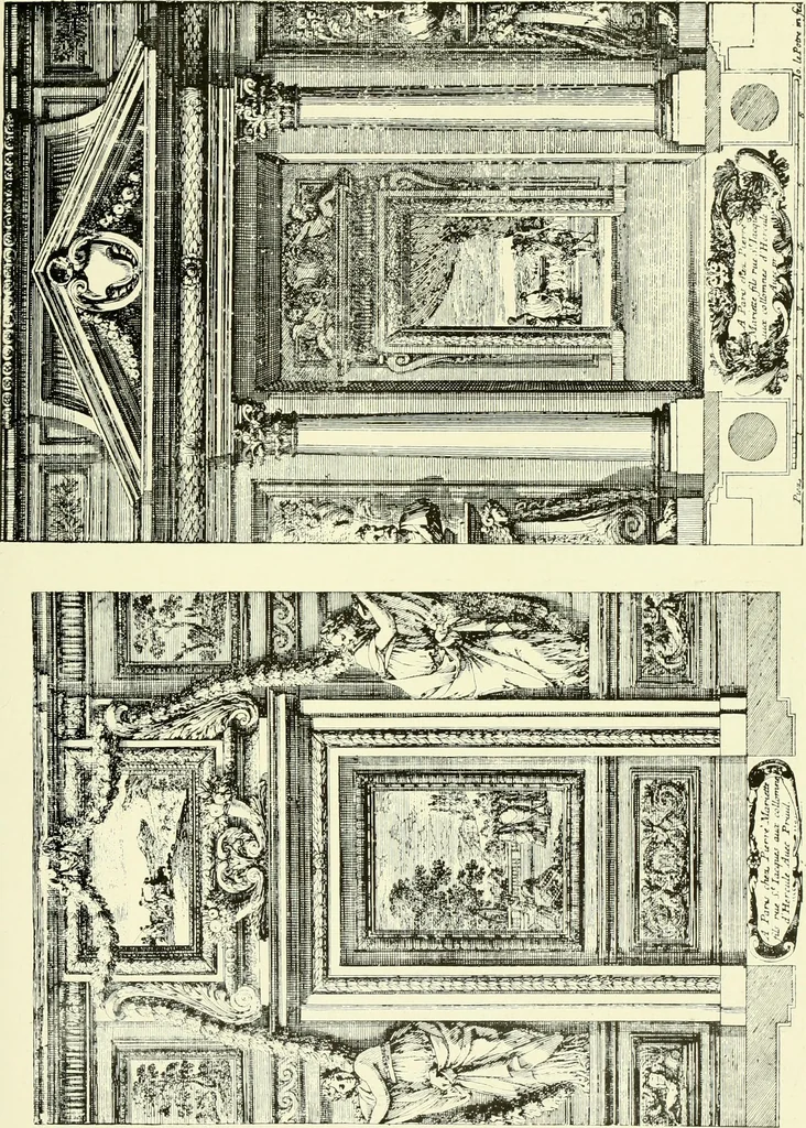 An illustration from An historical guide to French interiors, furniture, decoration, woodwork & allied arts during the last half of the seventeenth century, the whole of the eighteenth century, and the earlier part of the nineteenth, 1903, leaf 64