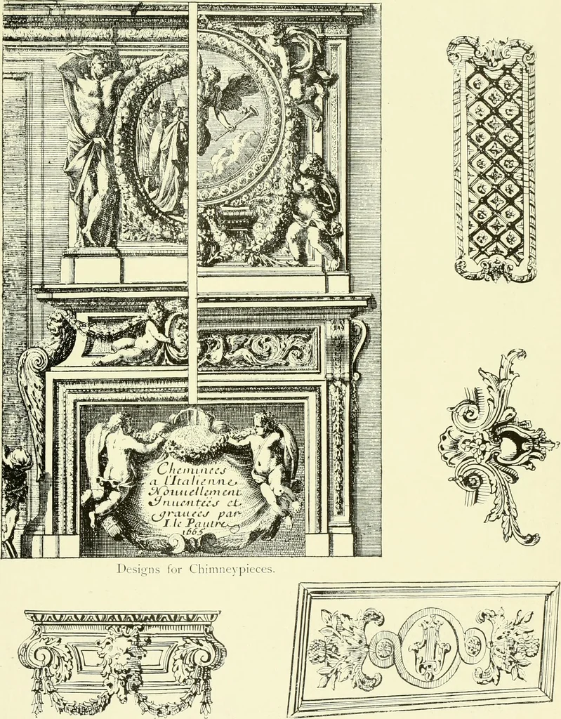 An illustration from An historical guide to French interiors, furniture, decoration, woodwork & allied arts during the last half of the seventeenth century, the whole of the eighteenth century, and the earlier part of the nineteenth, 1903, leaf 66