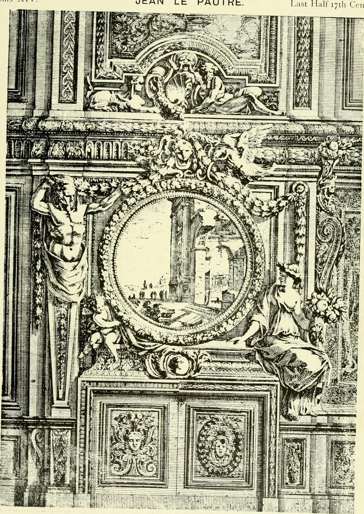 An illustration from An historical guide to French interiors, furniture, decoration, woodwork & allied arts during the last half of the seventeenth century, the whole of the eighteenth century, and the earlier part of the nineteenth, 1903, leaf 68