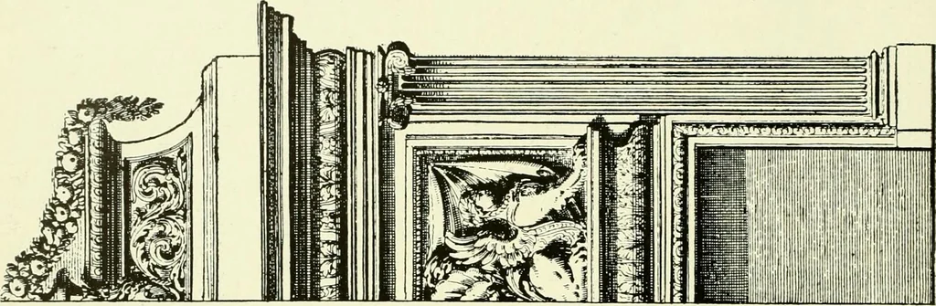 An illustration from An historical guide to French interiors, furniture, decoration, woodwork & allied arts during the last half of the seventeenth century, the whole of the eighteenth century, and the earlier part of the nineteenth, 1903, leaf 71