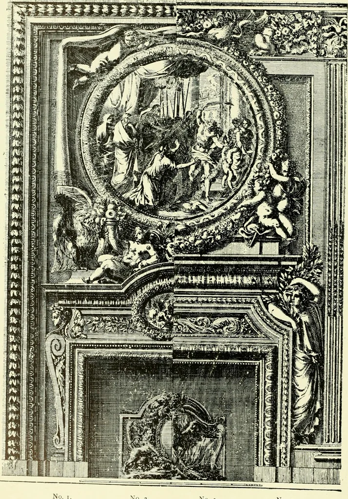 An illustration from An historical guide to French interiors, furniture, decoration, woodwork & allied arts during the last half of the seventeenth century, the whole of the eighteenth century, and the earlier part of the nineteenth, 1903, leaf 75
