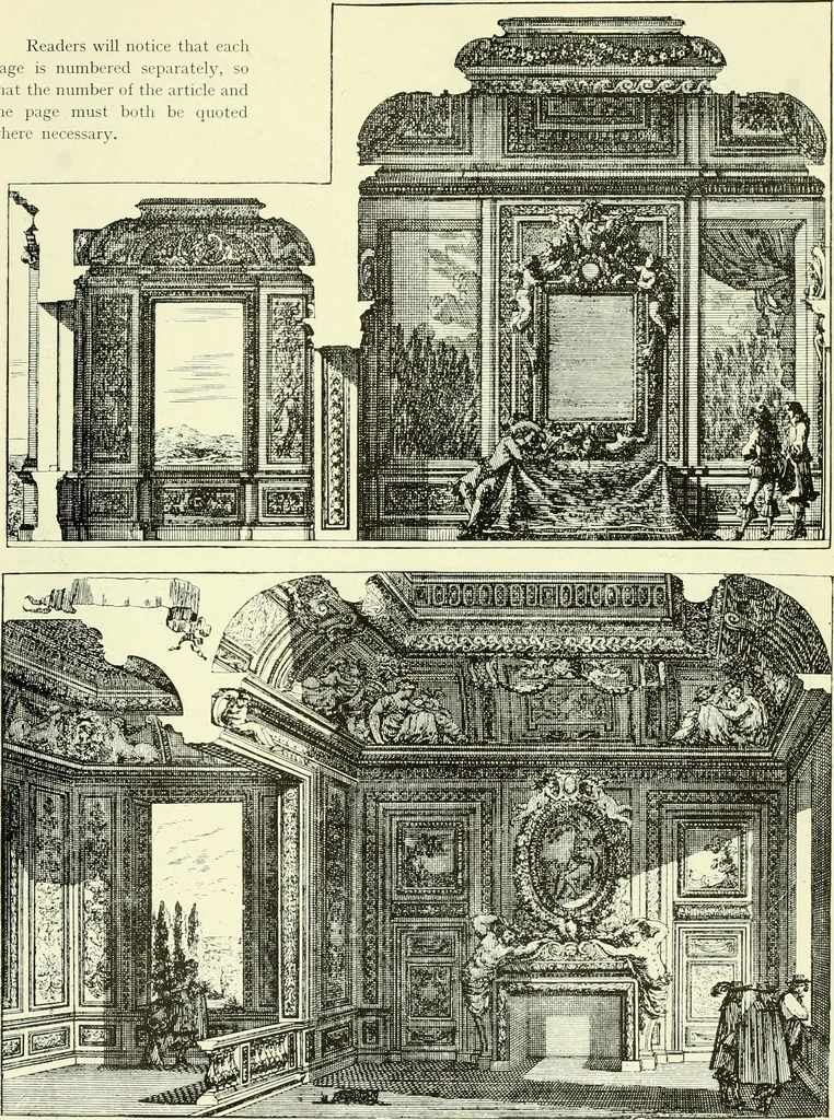 An illustration from An historical guide to French interiors, furniture, decoration, woodwork & allied arts during the last half of the seventeenth century, the whole of the eighteenth century, and the earlier part of the nineteenth, 1903, leaf 82