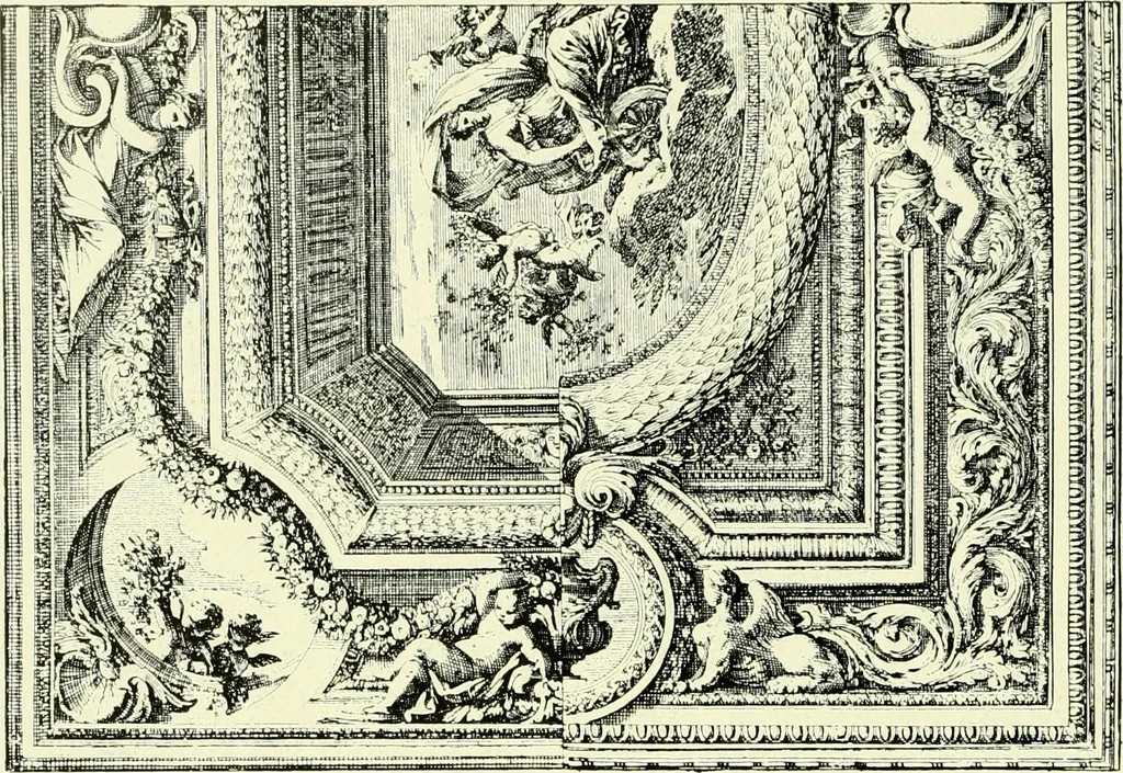 An illustration from An historical guide to French interiors, furniture, decoration, woodwork & allied arts during the last half of the seventeenth century, the whole of the eighteenth century, and the earlier part of the nineteenth, 1903, leaf 87